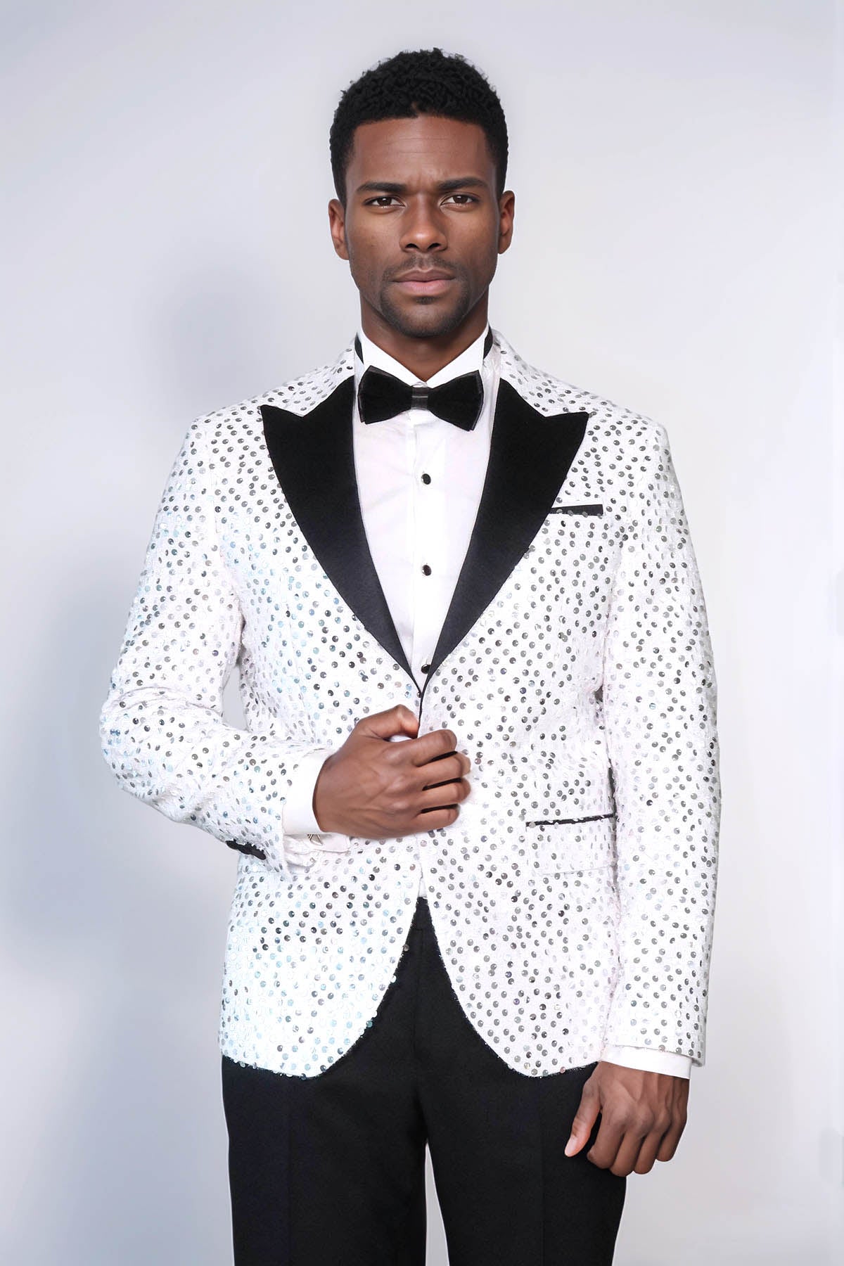 KOALA SYDNEY  Glitter Pattern White Men Prom Blazer
