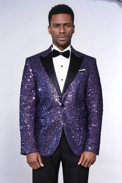 KOALA SYDNEY  Glitter Pattern Purple Men Prom Blazer