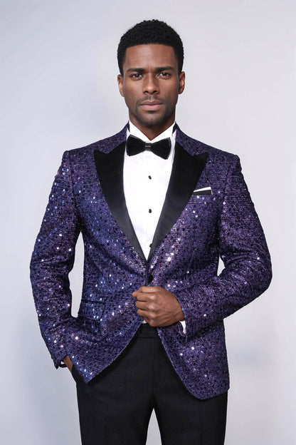 KOALA SYDNEY  Glitter Pattern Purple Men Prom Blazer