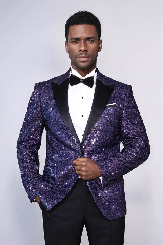 KOALA SYDNEY  Glitter Pattern Purple Men Prom Blazer