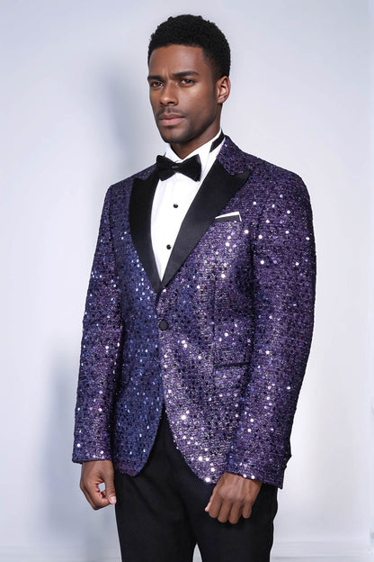 KOALA SYDNEY  Glitter Pattern Purple Men Prom Blazer