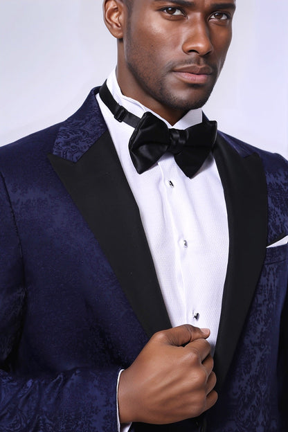 Navy Blue Patterned Party Blazer
