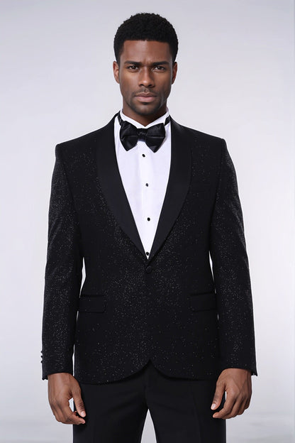 Black Shawl Lapel Sparkly Men Party Blazer
