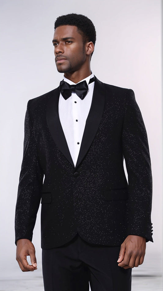 Black Shawl Lapel Sparkly Men Party Blazer