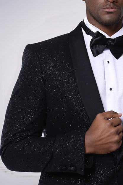 Black Shawl Lapel Sparkly Men Party Blazer