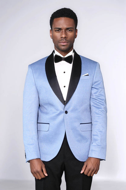 Shawl Lapel Sky Blue Men Wedding Groom Blazer