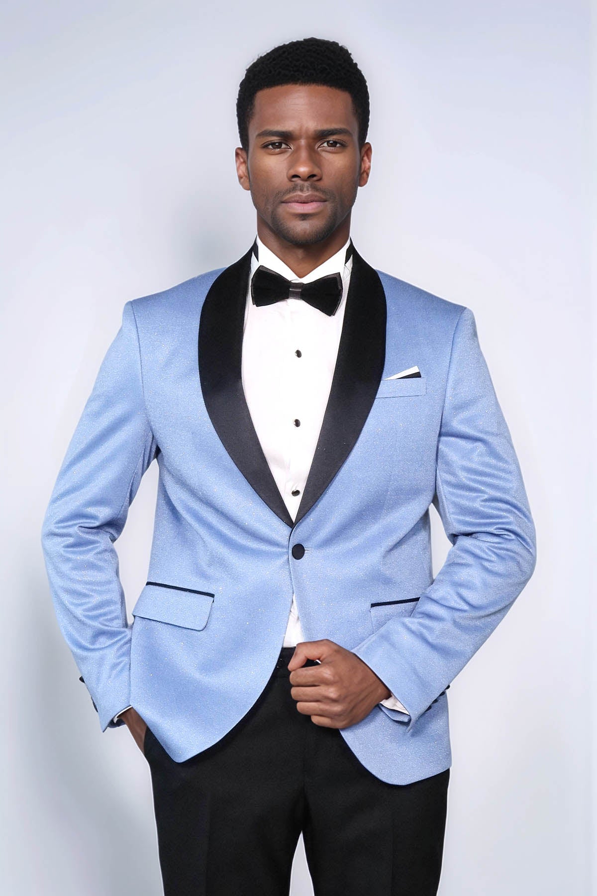 Shawl Lapel Sky Blue Men Wedding Groom Blazer