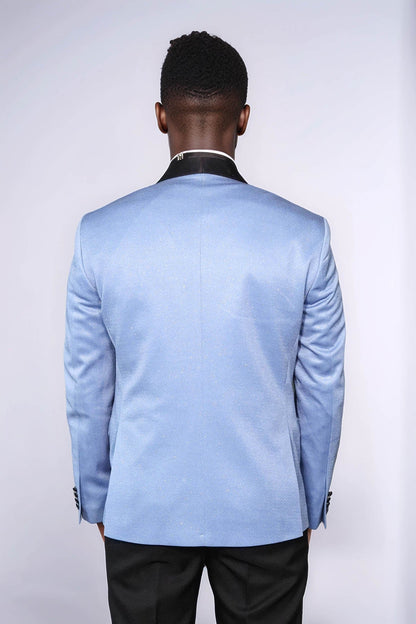 Shawl Lapel Sky Blue Men Wedding Groom Blazer