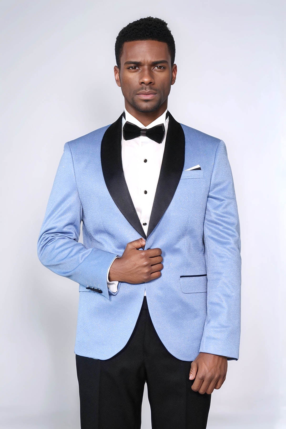 Shawl Lapel Sky Blue Men Wedding Groom Blazer