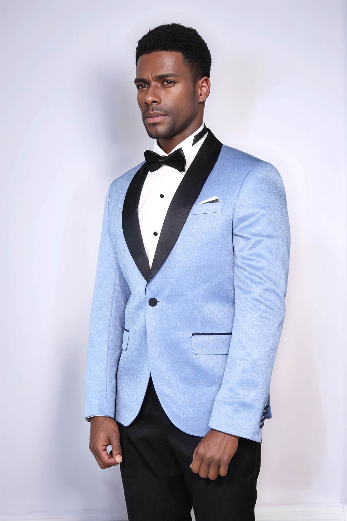 Shawl Lapel Sky Blue Men Wedding Groom Blazer