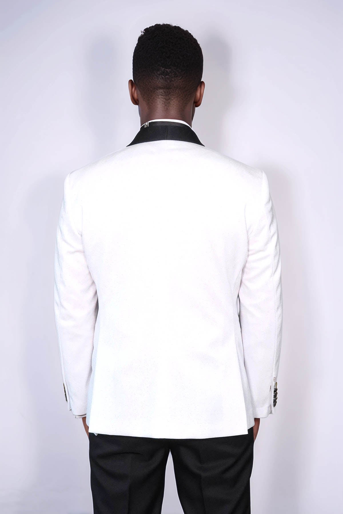 KOALA SYDNEY  Slim Fit Shawl Lapel White Men Shiny Blazer