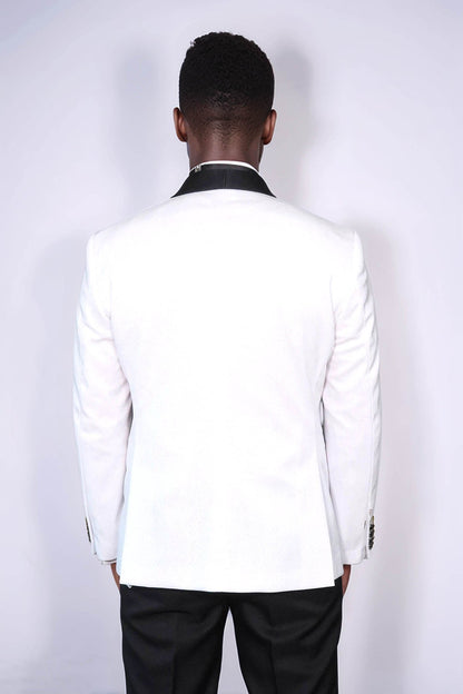 KOALA SYDNEY  Slim Fit Shawl Lapel White Men Shiny Blazer