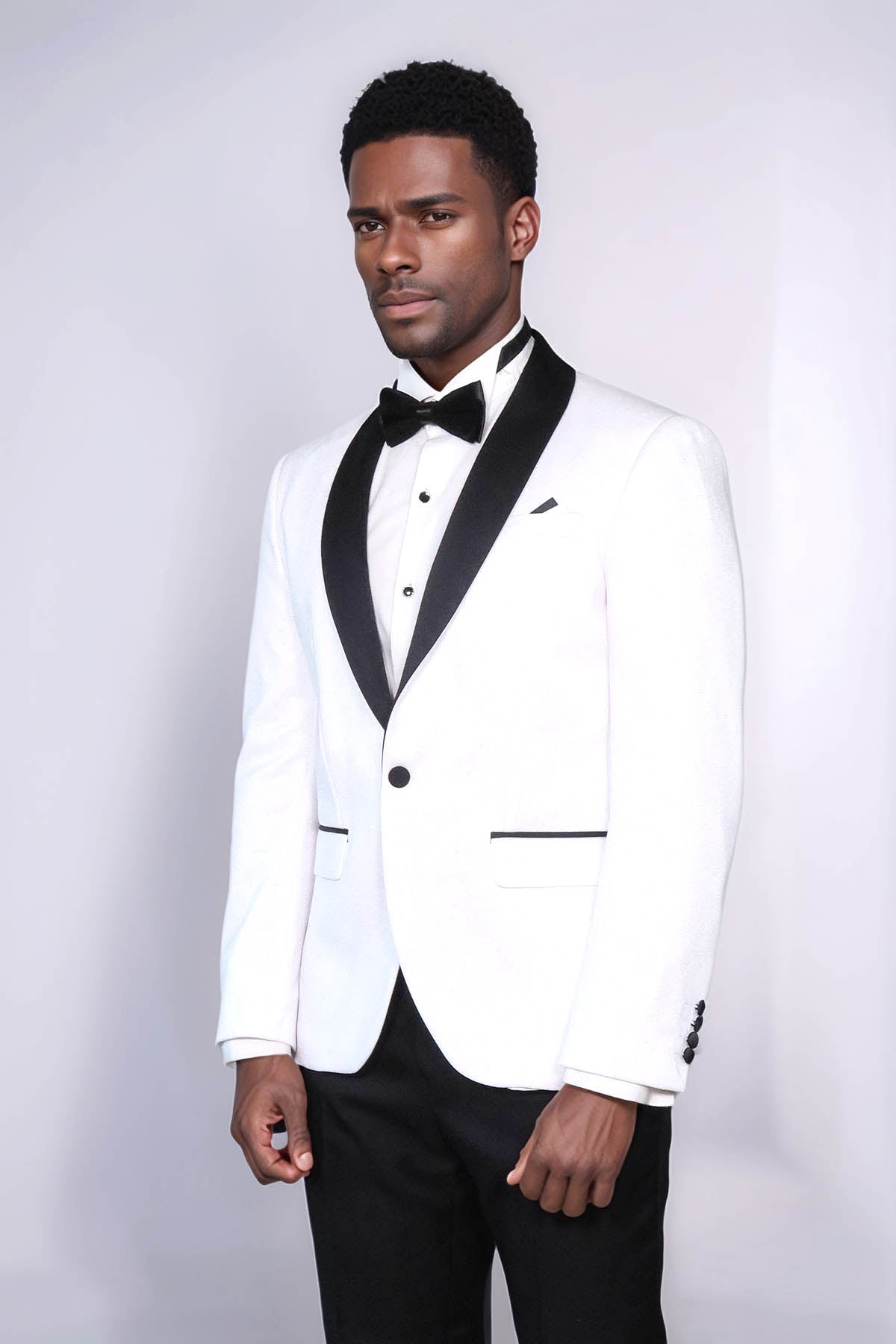 KOALA SYDNEY  Slim Fit Shawl Lapel White Men Shiny Blazer