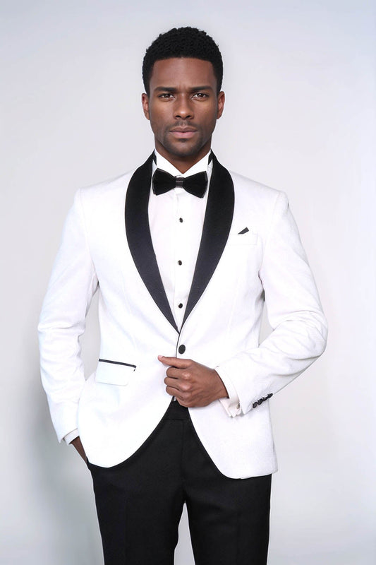 KOALA SYDNEY  Slim Fit Shawl Lapel White Men Shiny Blazer