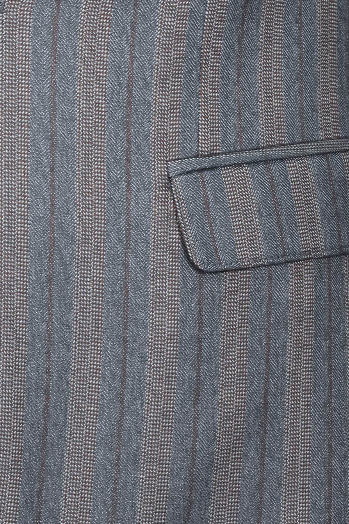 Striped Slim Fit Men Grey Blazer - Wessi