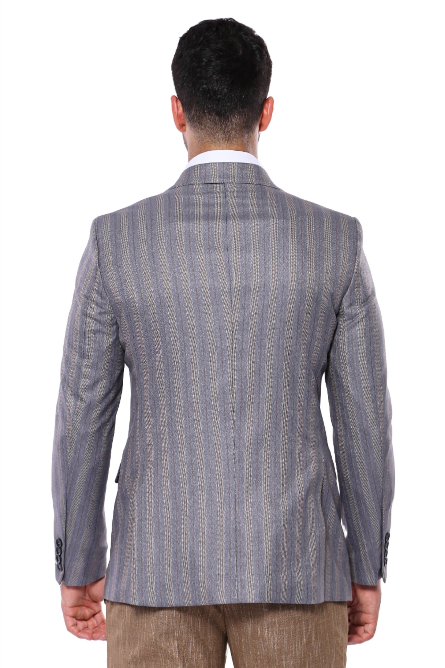 KOALA SYDNEY  Striped Slim Fit Men Grey Blazer -