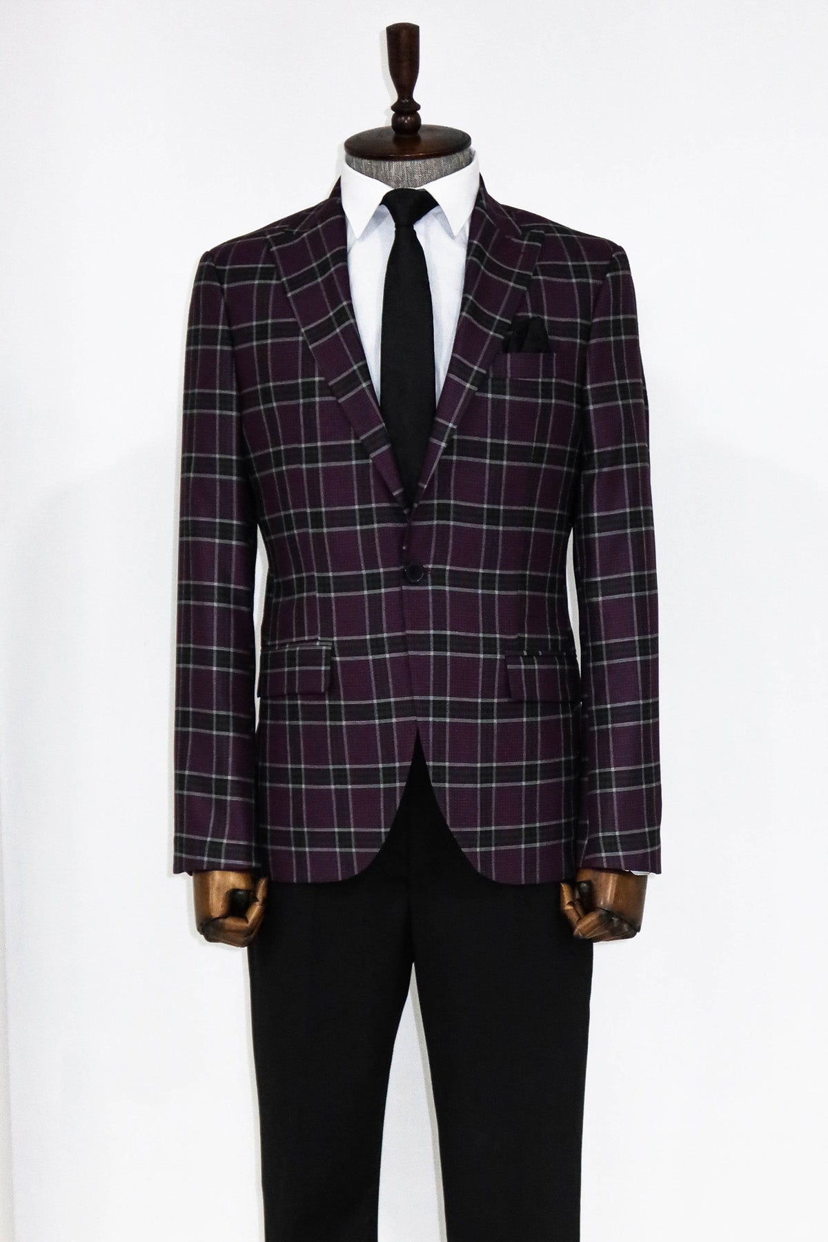 Slim Fit Peak Lapel Purple Men Blazer and Trousers Combination