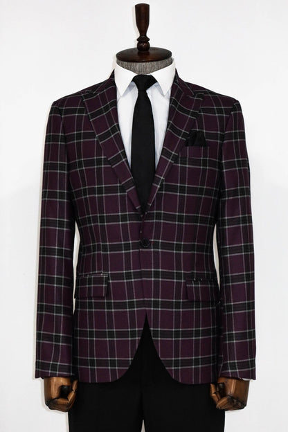 Slim Fit Peak Lapel Purple Men Blazer and Trousers Combination