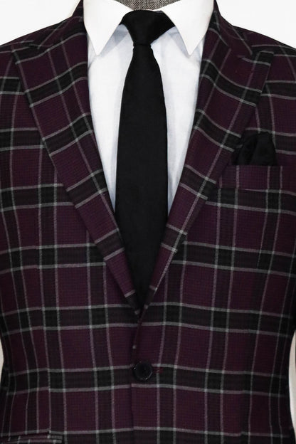 Slim Fit Peak Lapel Purple Men Blazer and Trousers Combination