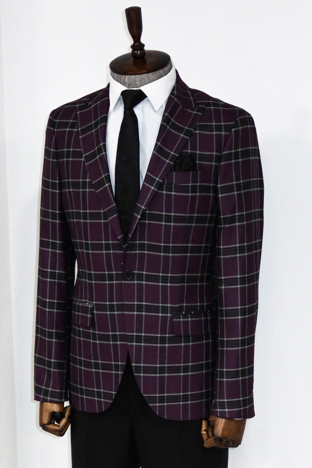 Slim Fit Peak Lapel Purple Men Blazer and Trousers Combination