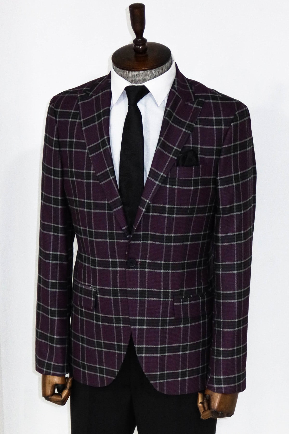 Slim Fit Peak Lapel Purple Men Blazer and Trousers Combination