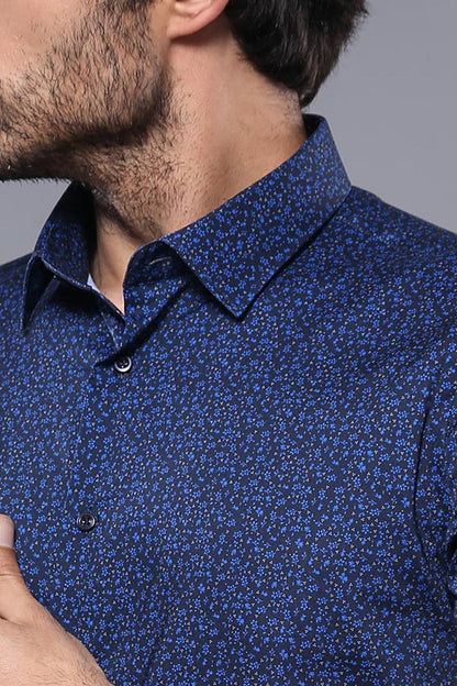 KOALA SYDNEY  Patterned Short Sleeves Navy Blue Men Shirt -
