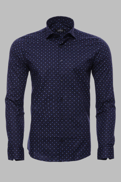 KOALA SYDNEY  Dot Patterned Long Sleeves Navy Blue Men's Shirt -