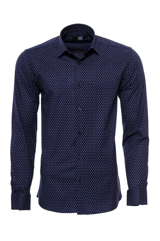 Patterned Navy Blue Men Shirt