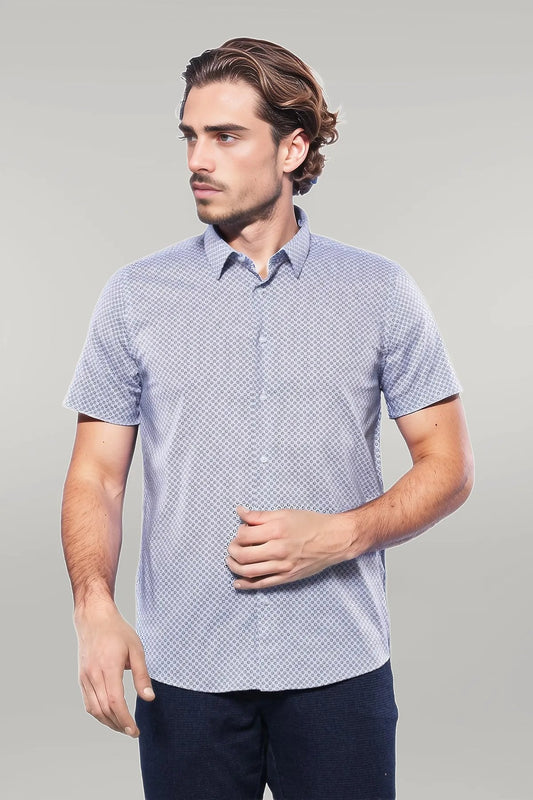 KOALA SYDNEY  Patterned Short Sleeve Blue Men Shirt -