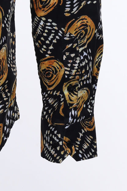 KOALA SYDNEY  Floral Patterned Long Sleeves Slim Fit Black Men Shirt -