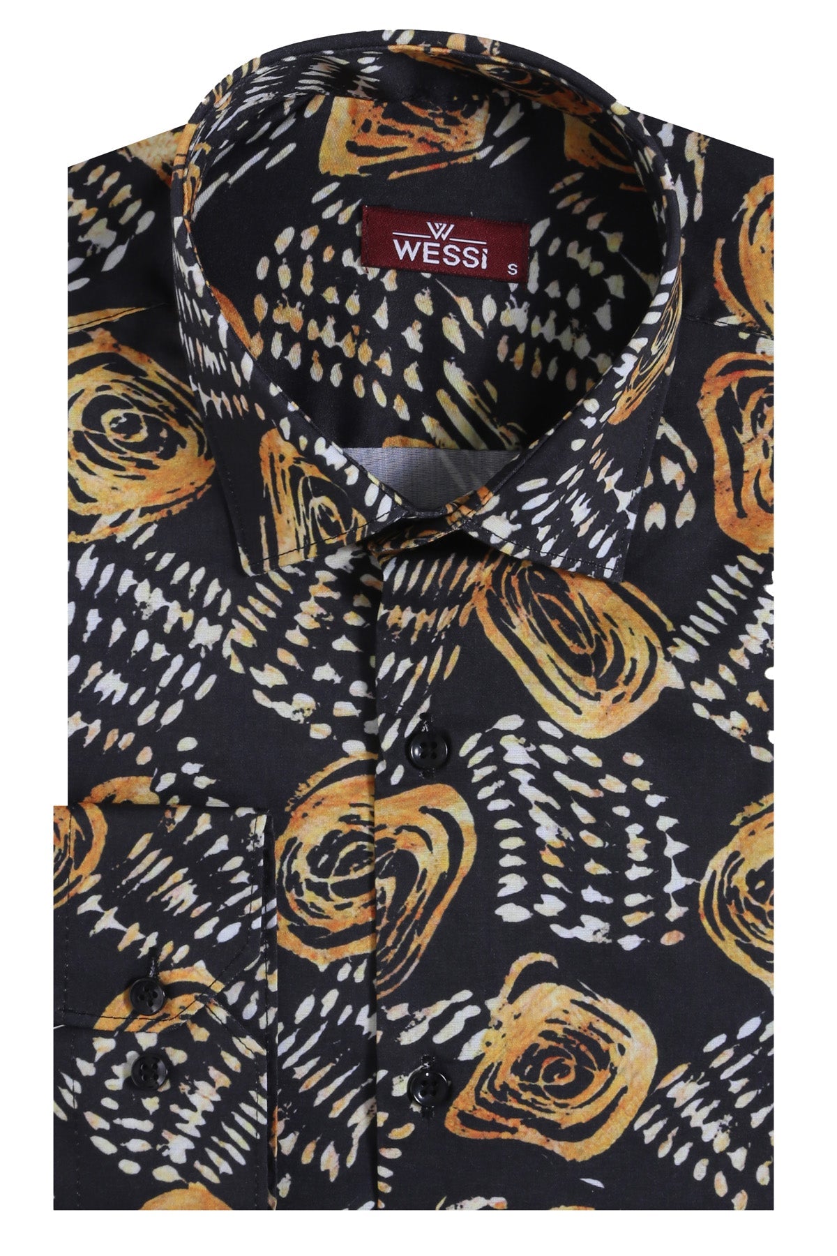 KOALA SYDNEY  Floral Patterned Long Sleeves Slim Fit Black Men Shirt -