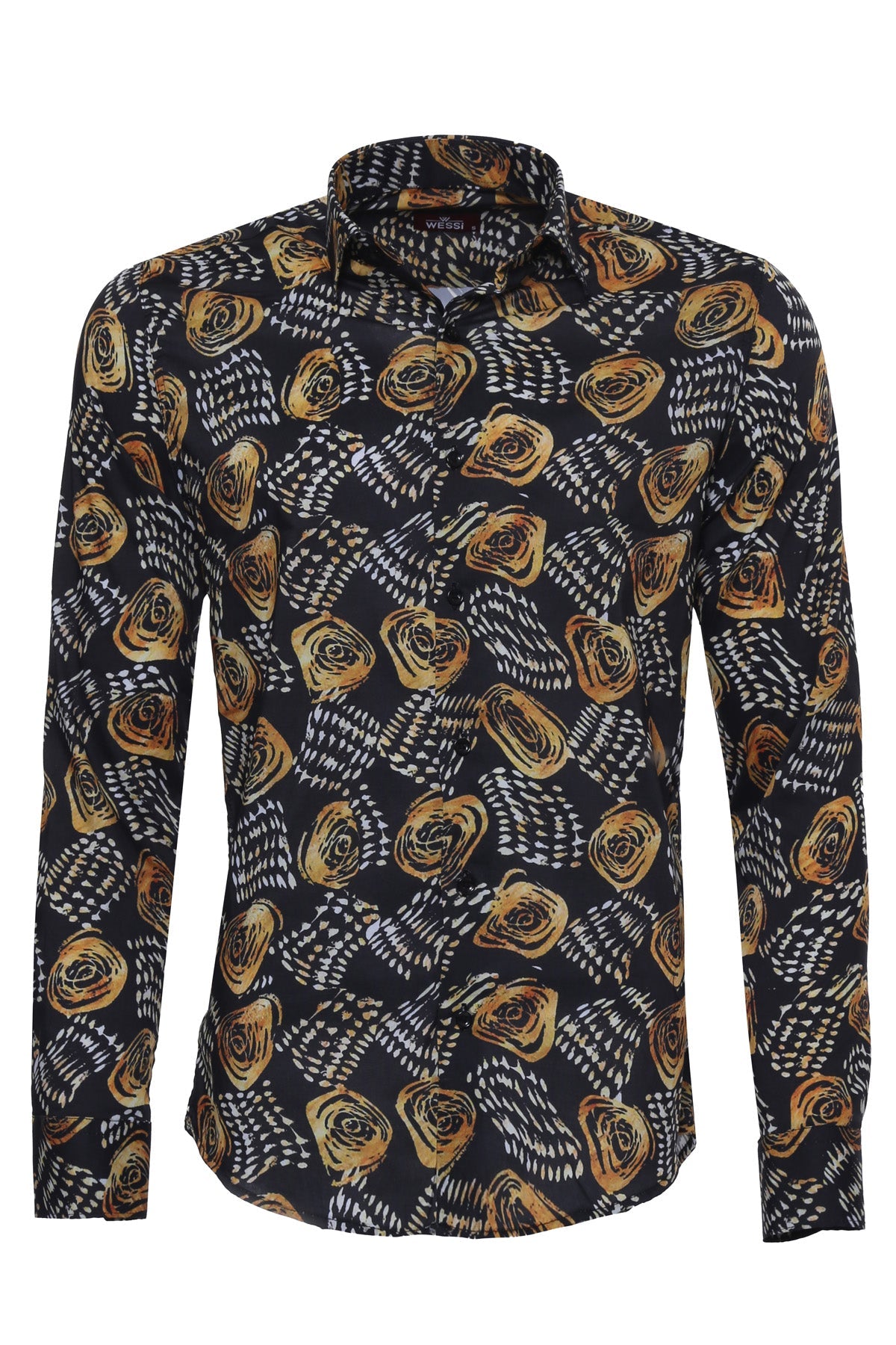 KOALA SYDNEY  Floral Patterned Long Sleeves Slim Fit Black Men Shirt -