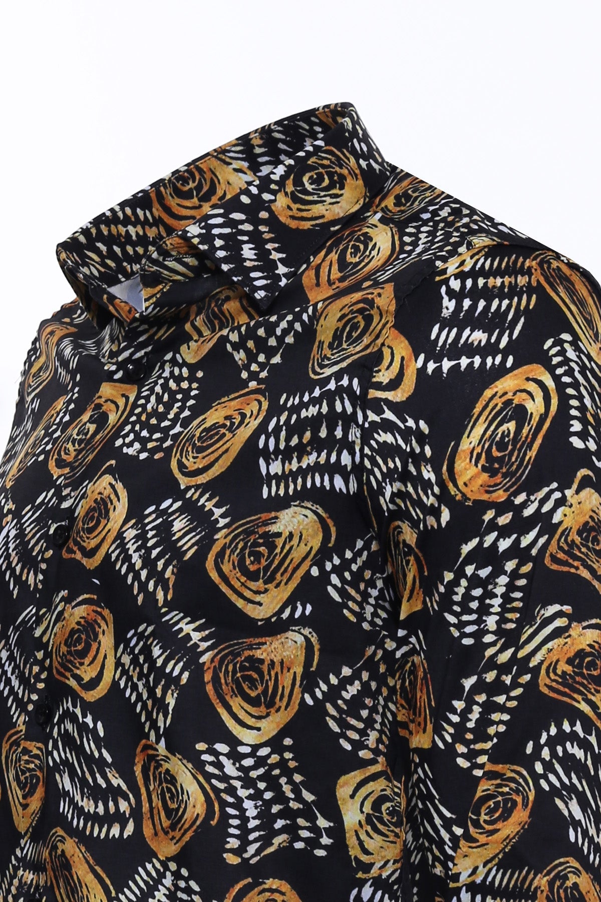KOALA SYDNEY  Floral Patterned Long Sleeves Slim Fit Black Men Shirt -