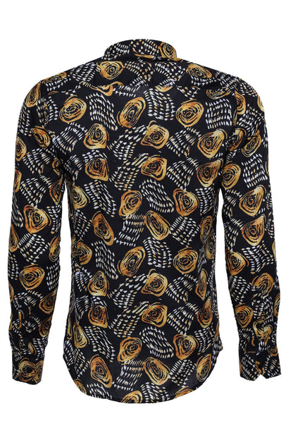 KOALA SYDNEY  Floral Patterned Long Sleeves Slim Fit Black Men Shirt -