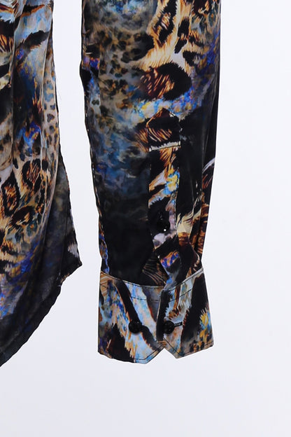 KOALA SYDNEY  Leopard Pattern Slim Fit Long Sleeves Multicolor Men Shirt -