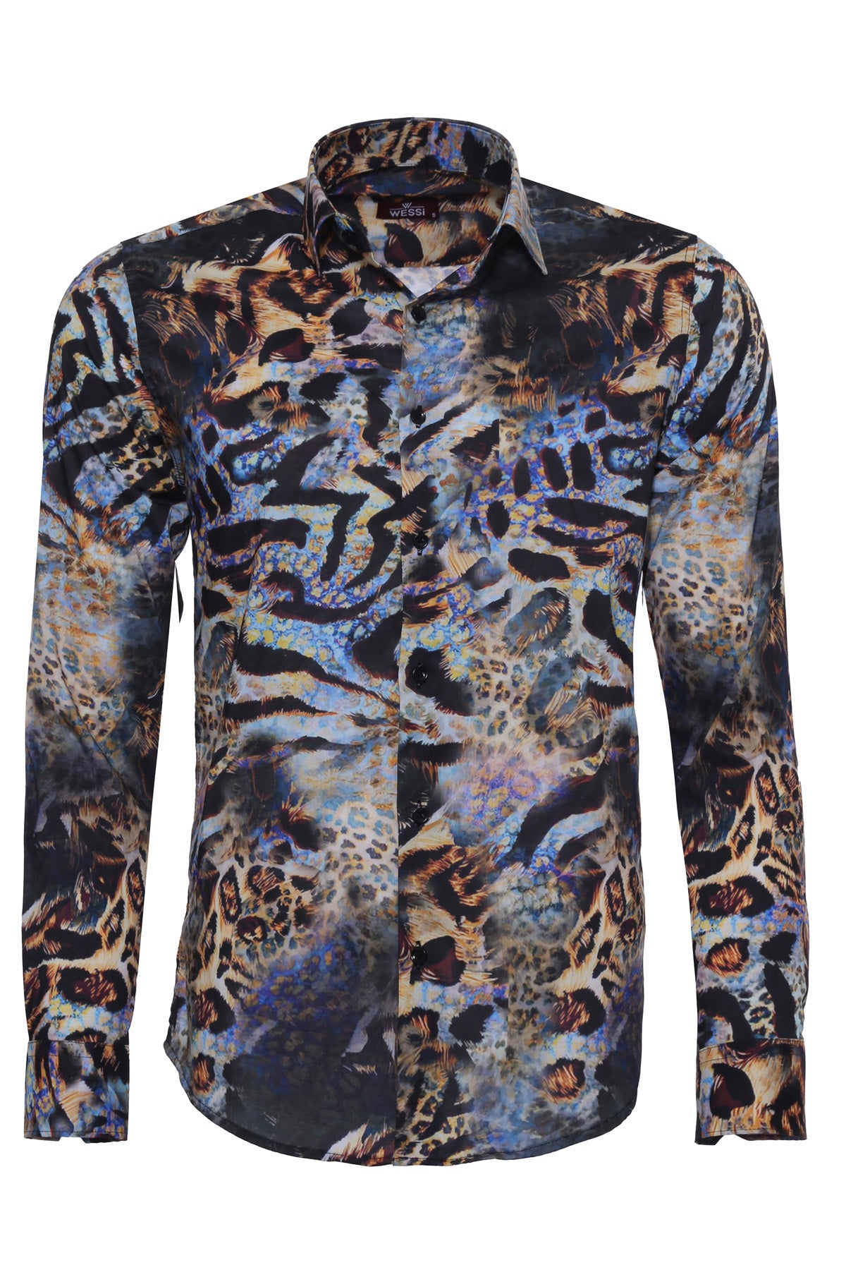 KOALA SYDNEY  Leopard Pattern Slim Fit Long Sleeves Multicolor Men Shirt -