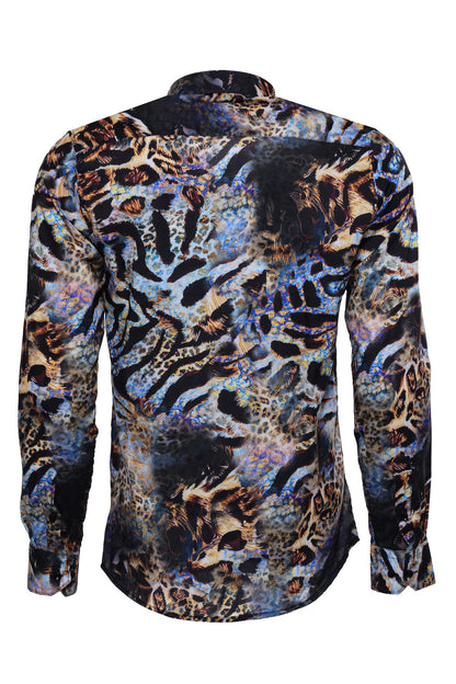 KOALA SYDNEY  Leopard Pattern Slim Fit Long Sleeves Multicolor Men Shirt -