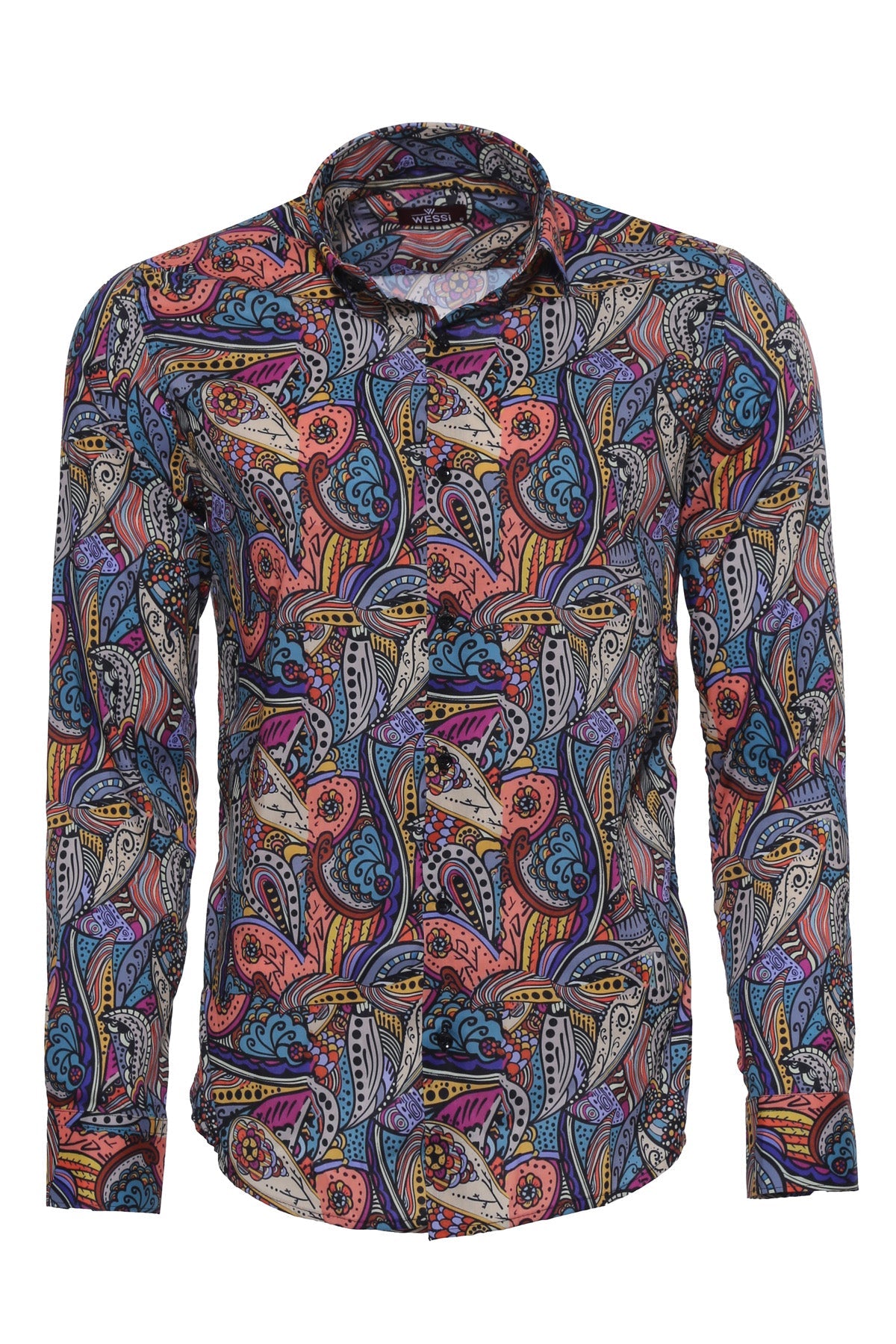 Patterned Slim Fit Long Sleeves Multicolor Men Shirt