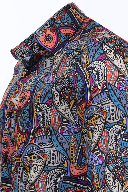 Patterned Slim Fit Long Sleeves Multicolor Men Shirt
