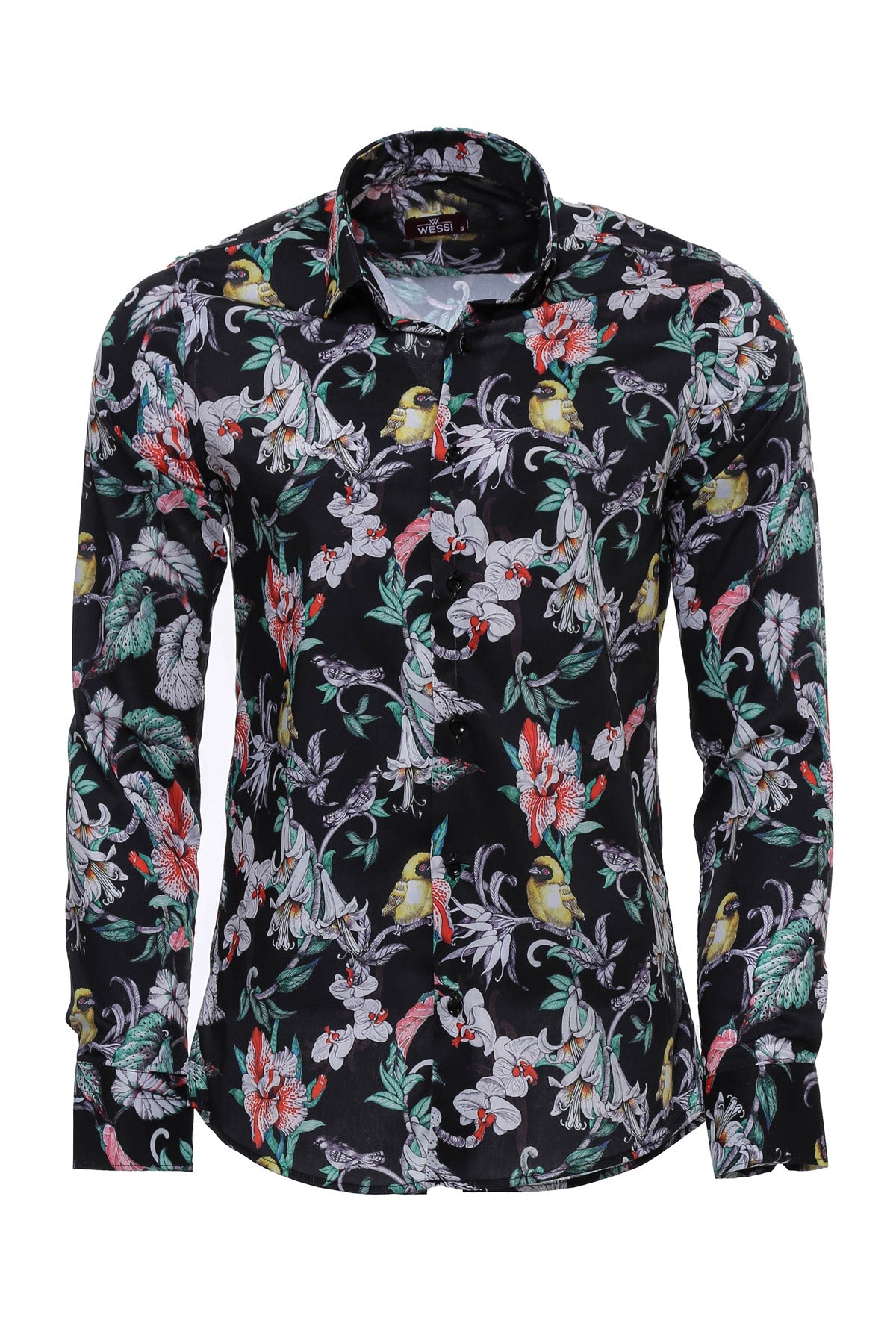 KOALA SYDNEY  Chain Zebra Leaf Patterned Slim Fit Long Sleeves Multicolor Men Shirt -