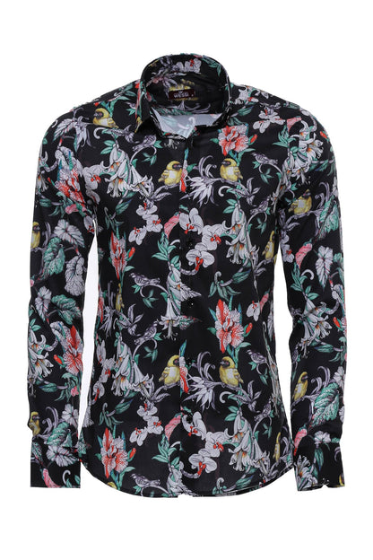 KOALA SYDNEY  Chain Zebra Leaf Patterned Slim Fit Long Sleeves Multicolor Men Shirt -