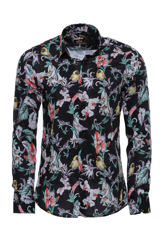 KOALA SYDNEY  Chain Zebra Leaf Patterned Slim Fit Long Sleeves Multicolor Men Shirt -