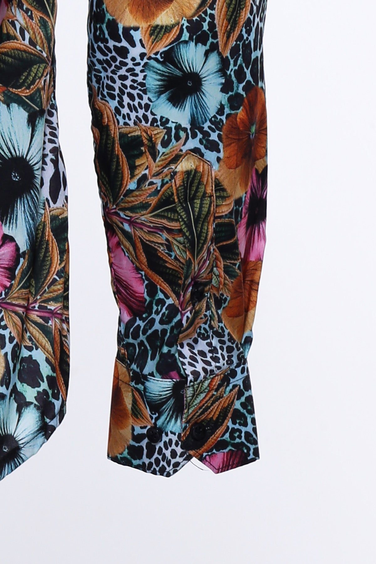 Floral Patterned Slim Fit Long Sleeves Multicolor Men Shirt