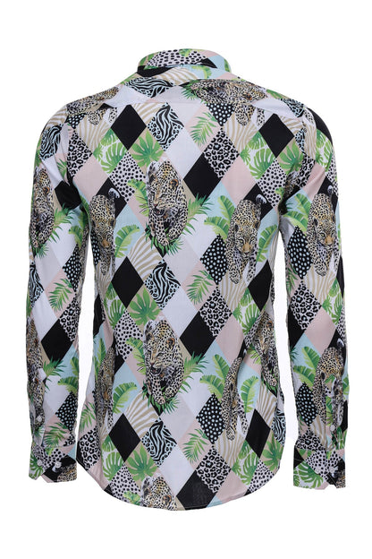 KOALA SYDNEY  Leopard Pattern Long Sleeves Multicolor Men Shirt -