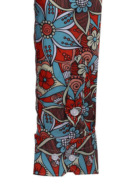 KOALA SYDNEY  Blue Floral Slim-Fit Long Sleeve Red Men Shirt -