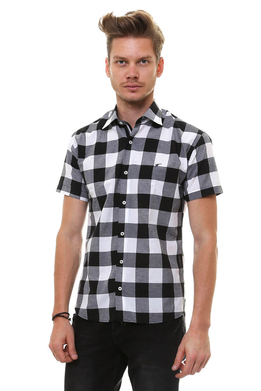 KOALA SYDNEY  Checked Short Sleeve White-Black Men Shirt -
