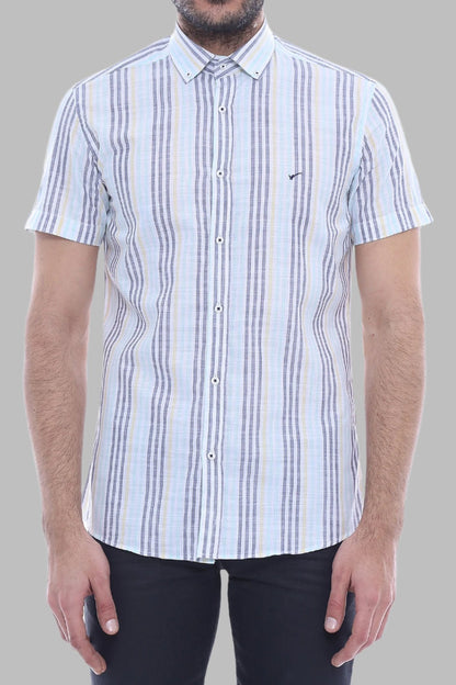 KOALA SYDNEY  Striped Short Sleeves Men Blue Shirt -