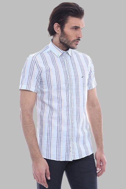 KOALA SYDNEY  Striped Short Sleeves Men Blue Shirt -