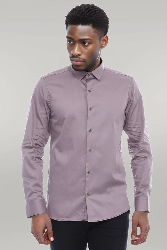 Slim Fit Long Sleeves Grey Men Shirt - Wessi