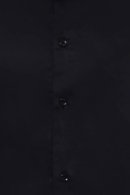Cotton Satin Slim Fit Black Men Shirt - Wessi